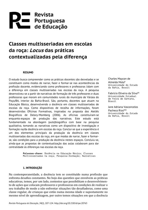 PDF Classes multisseriadas em escolas da roça Lócus das práticas contextualizadas pela diferença