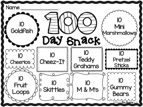 100th day of school editable snack mat 100 days of school 100th day school