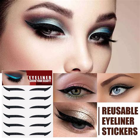 6pairs New Eyeliner Sticker Waterproof Glitter Colors Eyeliner Stickers