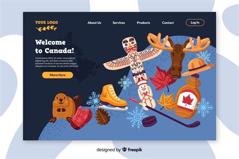 Free Vector Welcome To Canada Colorful Landing Page