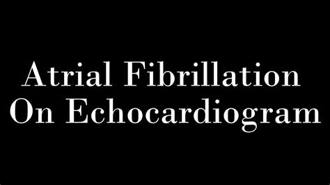 Video Atrial Fibrillation On Echocardiogram Discover Echo