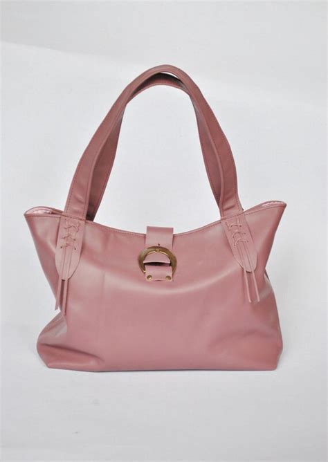 Pink Tote Bag Leather Bag Dusty Pink Leather Bag By Pichykdesign