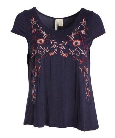 Love This Navy Floral Embroidered Scoop Neck Top Plus On Zulily
