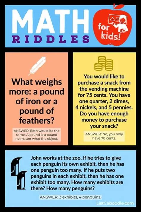 30 Math Riddles For Kids With Answers Of Course Listcaboodle