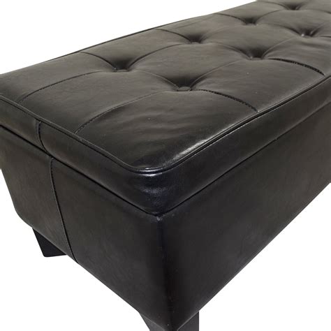 Leather chair and ottoman sets. 42% OFF - Black Tufted Faux Leather Ottoman with Storage ...