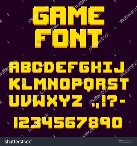 Pixel Retro Video Game Font Bit Letters And Numbers Typeface Video