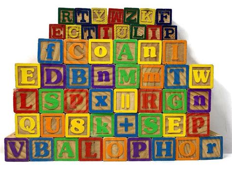54 Wood Alphabet Blocks Vintage Lot Of Wooden Toy Building Etsy
