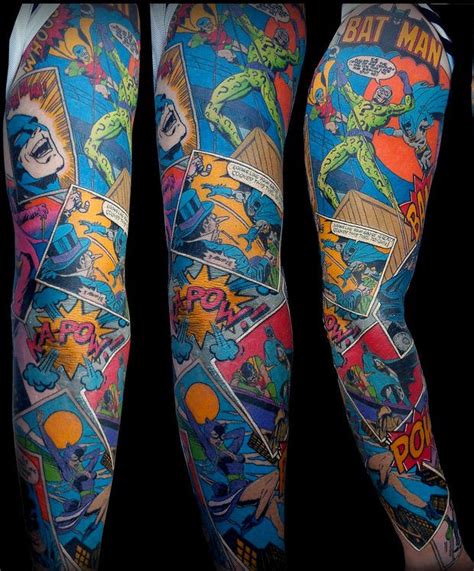 Awesome Batman Sleeve Comic Book Tattoo Comic Tattoo Comic Sleeves