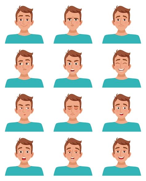 Free Vector Male Facial Expressions Set