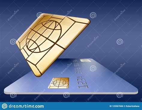 Find & download free graphic resources for credit card mockup. A Security EMV Chip Floating Next To A Credit Card Is Seen Here. Stock Illustration ...