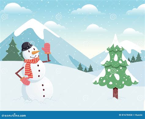 Snowman Stock Vector Illustration Of Snowflake Happy 81678458