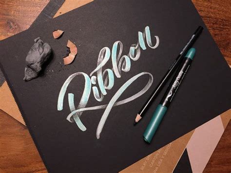 Ribbon Lettering With Jewel Pens Lettering Tutorial Hand Lettering