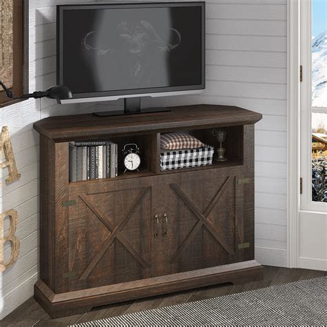 Hoomic 44 Modern Farmhouse Corner Tv Stand For Tvs Up To 50 Inches