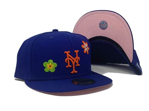 new york mets royal flower pattern pink brim new era fitted hat sports world 165