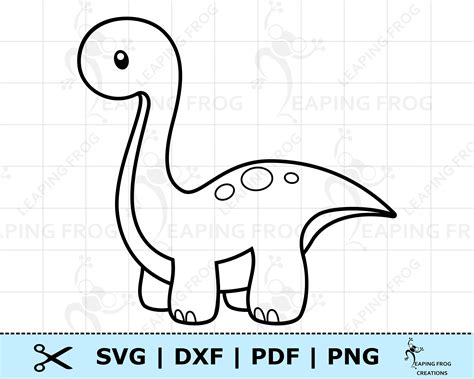 Cute Baby Dinosaur Svg Png Dxf Eps Brontosaurus Digital Etsy Canada
