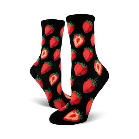 Sweet Strawberries Womens Colorful Crew Socks Sockologie