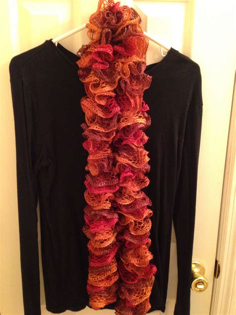 I Made This Knitted Ruffle Scarf Using Red Heart Boutique Sashay In