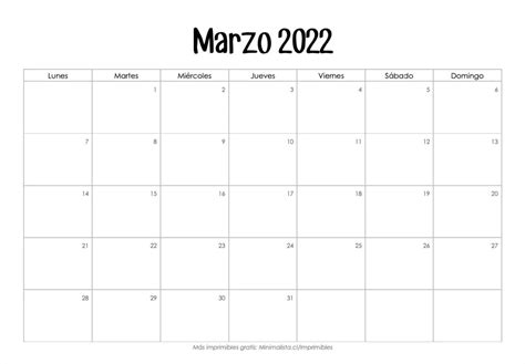 Calendario 2022 Minimalista 2022 Spain