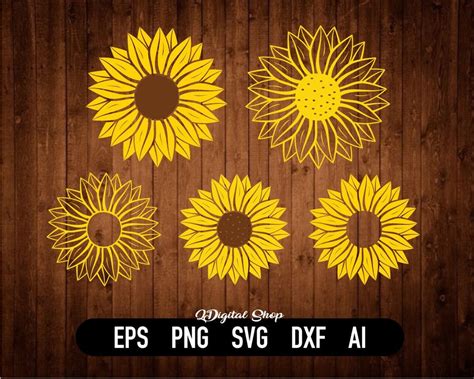 Sunflower Svg Bundle Sunflower Png Flower Svg Monogram Svg