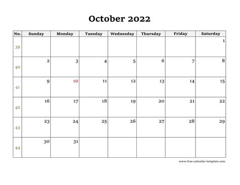 October 2022 Calendars For Word Excel And Pdf Free 2022 Calendar