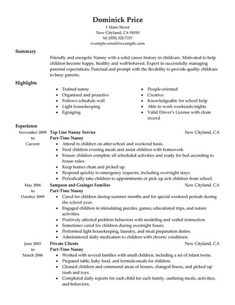 Teacher cv or teacher resume? Best Part Time Nanny Resume Example | LiveCareer