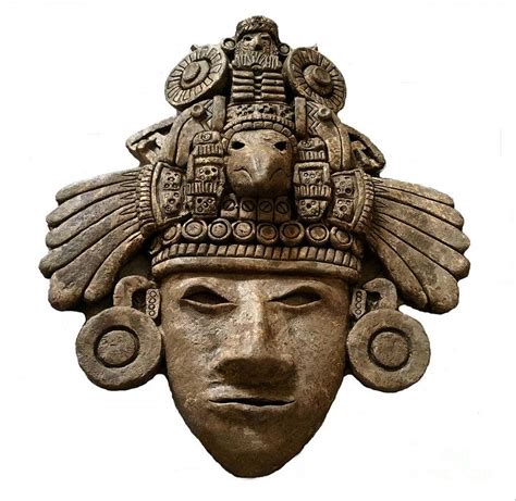 Aztec Maya Artifact Warrior Mask Sculpture Statue Sculpture By WwwNEO