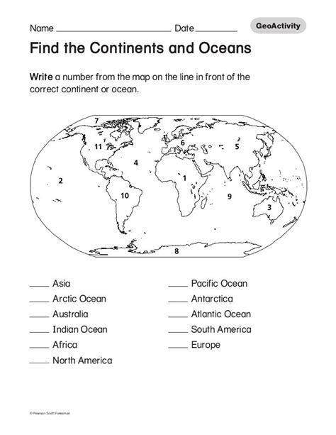 Coloring Pages Continents And Oceans Worksheet Printable