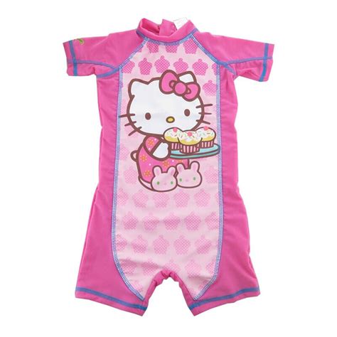 2015new2 8 Years Girls Swimsuitkids Hello Kitty Short Sleeves One