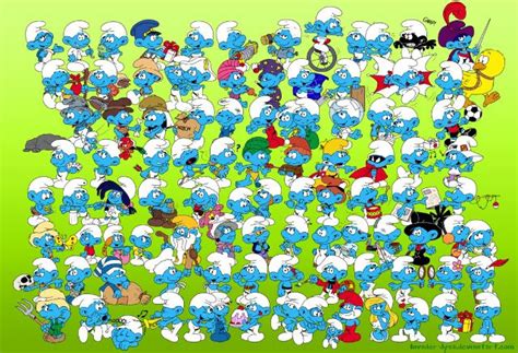 Most Of The Smurfs Artistic Wallpaper Smurfs 80s Cartoons