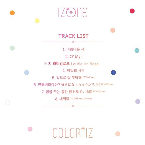 Maybe you would like to learn more about one of these? IZ*ONE met en ligne la tracklist de son premier mini-album ...