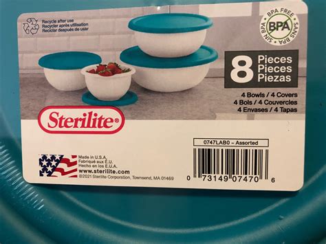 Sterilite 07479406 White Plastic Covered Bowl Set 125 W X 125 D X 55
