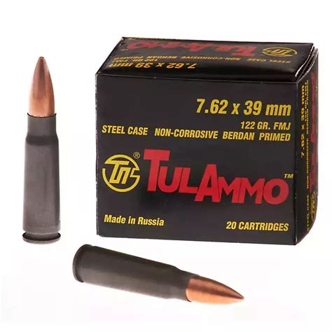 tulammo 7 62 x 39mm full metal jacket 122 grain centerfire rifle ammunition academy