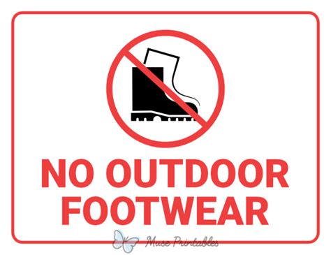 Printable No Outdoor Footwear Sign