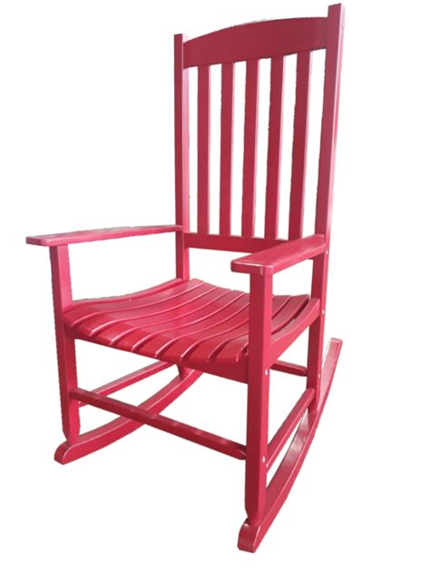 Outdoor Wood Porch Rocking Chair Red Color Weather Resistant Finish