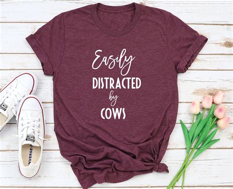 Easily Distracted by Cows Shirt Funny Cow Tee Cow Lover | Etsy