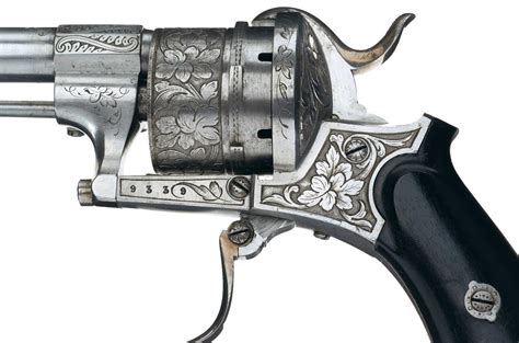 Cased Engraved European Pinfire Revolver