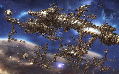 Steampunk Space Station In A Beautiful Galaxy Stable Diffusion Openart