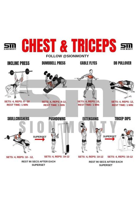 Chest And Triceps Workout Chest Day Workout Gym Workout Chart Push