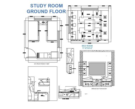 D Drawing Of Study Room Plan And Ceiling Design Wall Elevation Autocad My Xxx Hot Girl