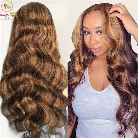 Highlight Wig Brazilian Body Wave Wig Lace Front Human Hair Wigs Honey Blonde Ombre Lace Front