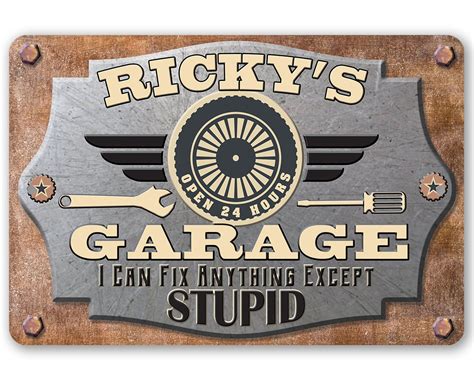 8x12 Tin Sign Funny Mechanic Garage Workshop Fix Repair Stupid Dad