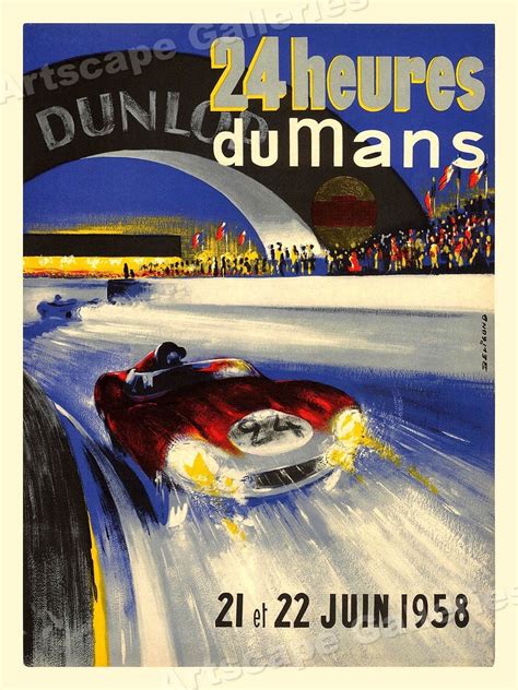 Le Mans France 1958 Vintage Style Classic Race Car Poster 20x28