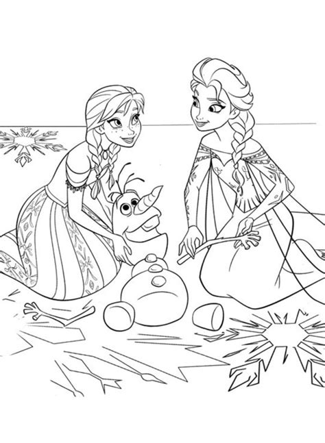 Cele mai frumoase planse de colorat pentru copii. Printesa Anna, Olaf si Elsa
