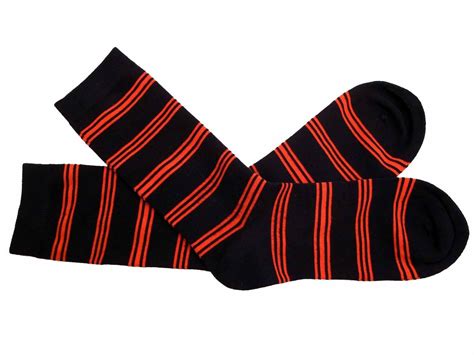 Mens Bamboo Socks By Mark Russell Leather Striped In Blackorange