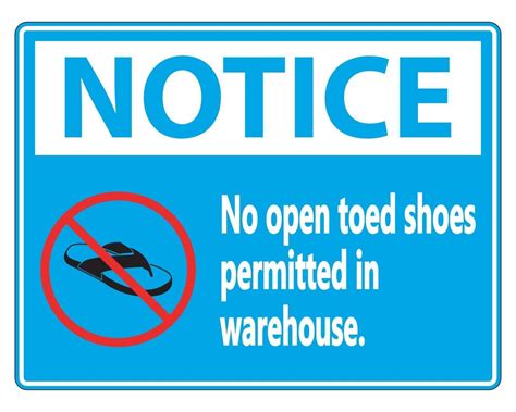 Notice No Open Toed Shoes Sign On White Background 2376237 Vector Art