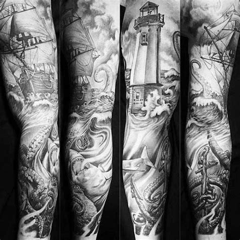 Full Sleeve Tattoo Drawings Fullsleevetattoos Nautical Tattoo Sleeve