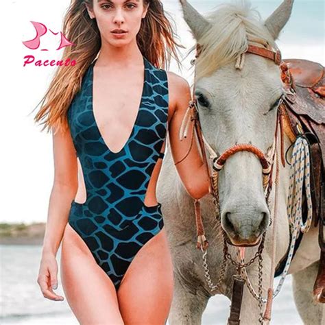 Pacent Beach Fused One Piece Swimwear Female Bathing Suit Women Swimsuit Push Up Zebra Deep V
