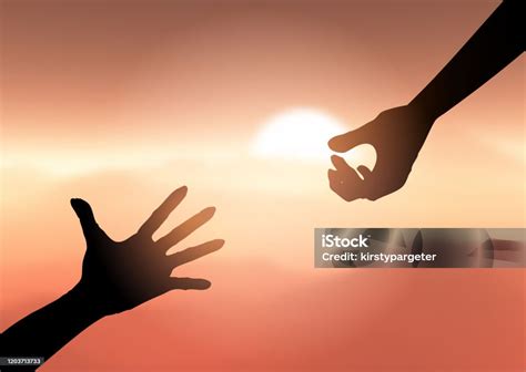Silhouette Of Hands Reaching Out To Help Stock Illustration Download