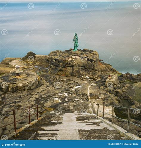 Statue Of Selkie Or Seal Wife In Mikladalur Faroe Islands Stock Image