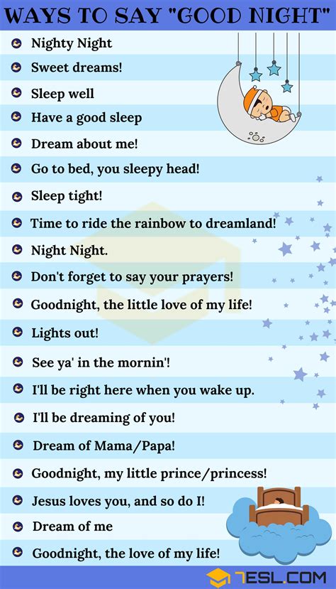 Good Night Text 30 Cute Ways To Say Good Night Learn English Words